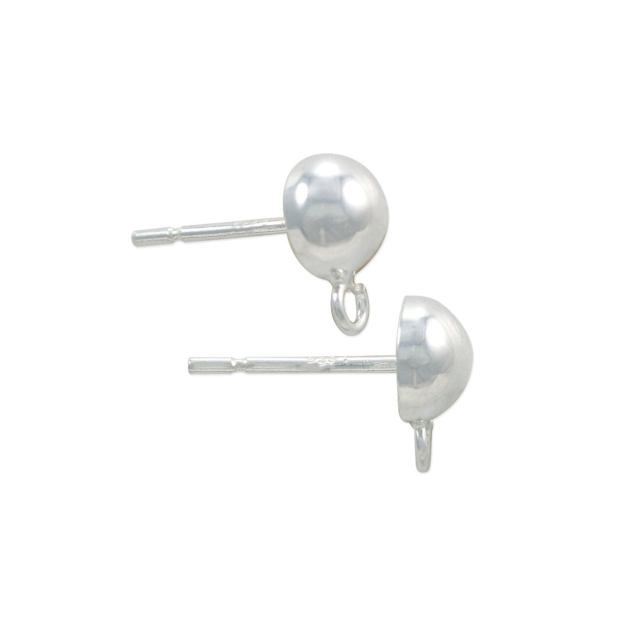 JewelrySupply Sterling Silver 6mm Half Ball Post Earrings with Loop (1 Pair of Sterling Silver Earrings)